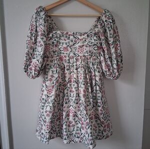 Abercrombie & Fitch Cream Floral Dress Cotton & Poly Mix
